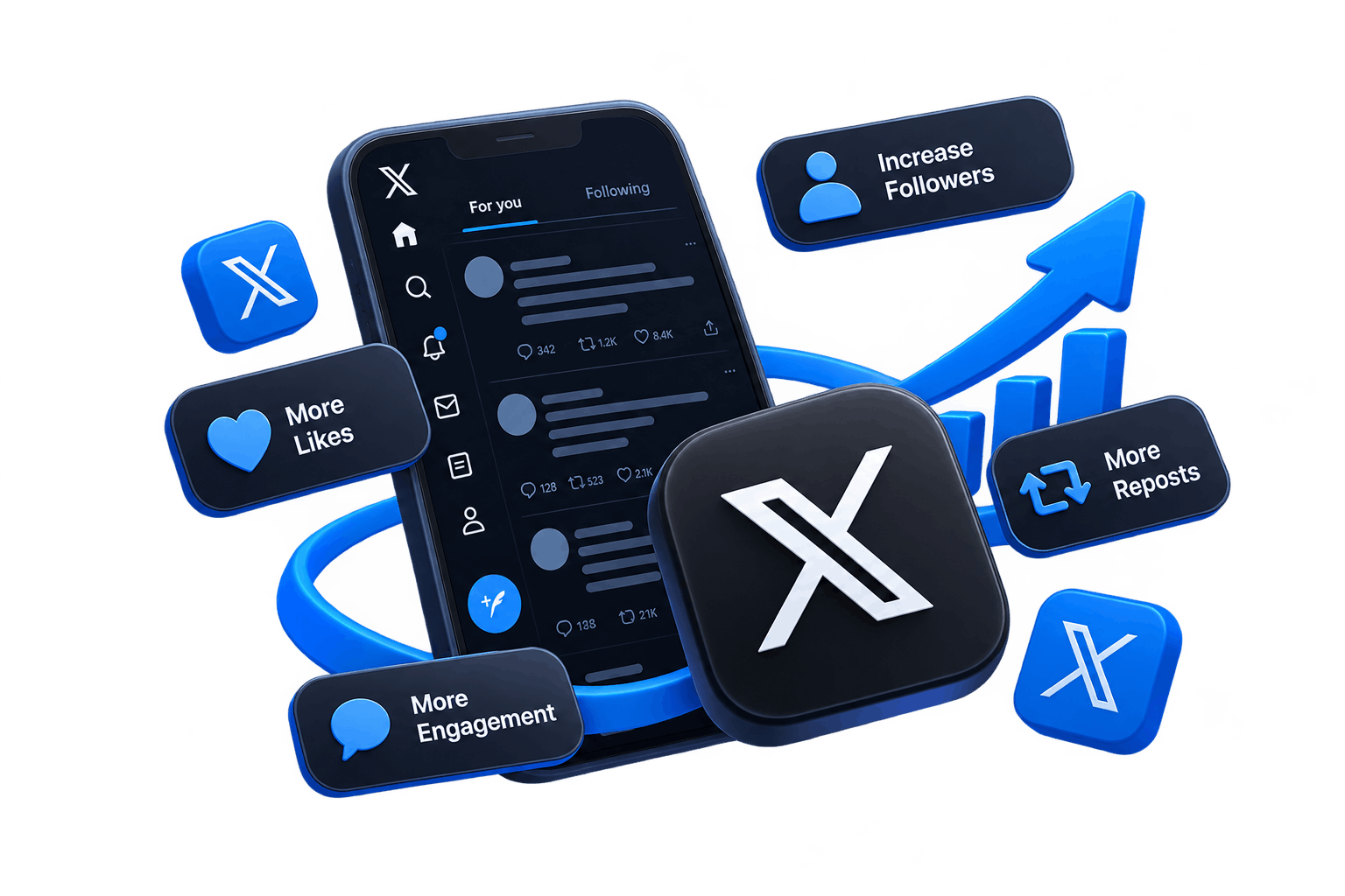 Twitter (X) services illustration for SMMCute
