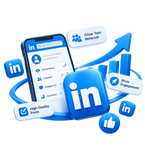LinkedIn services illustration for SMMCute