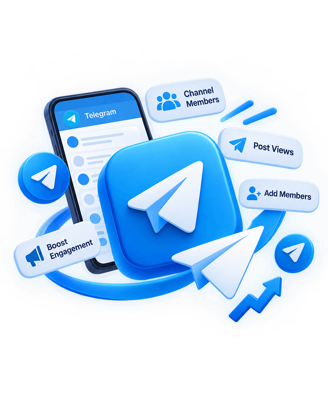 Telegram services illustration for SMMCute