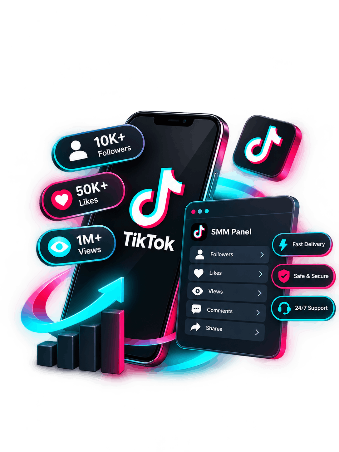 TikTok services illustration for SMMCute