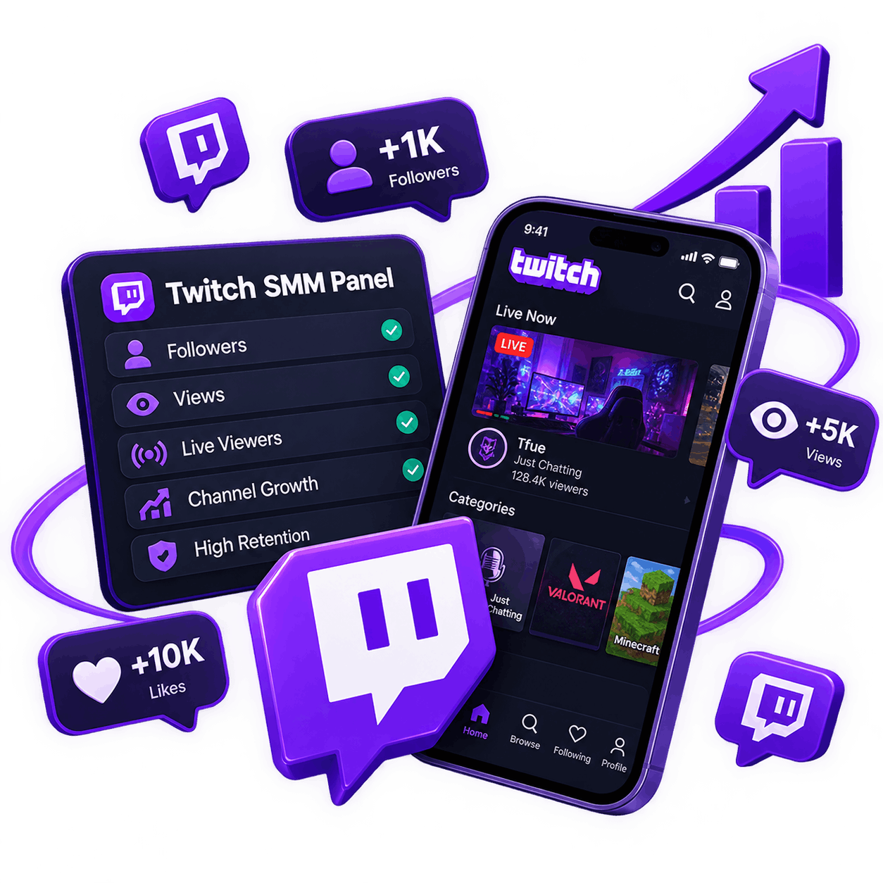 Twitch services illustration for SMMCute